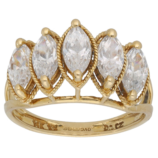 14ct Gold Cubic Zirconia Half Eternity Ring Size L