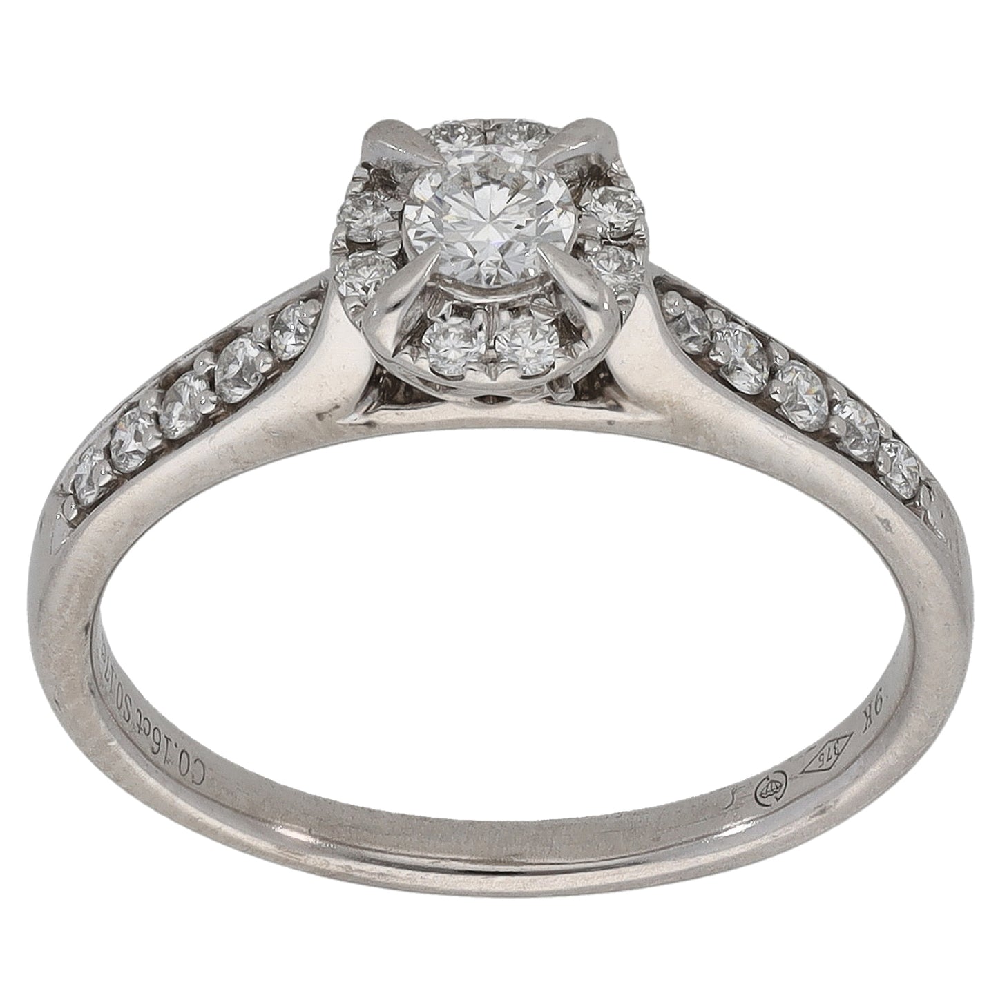 9ct White Gold 0.33ct Diamond Dress/Cocktail Size L