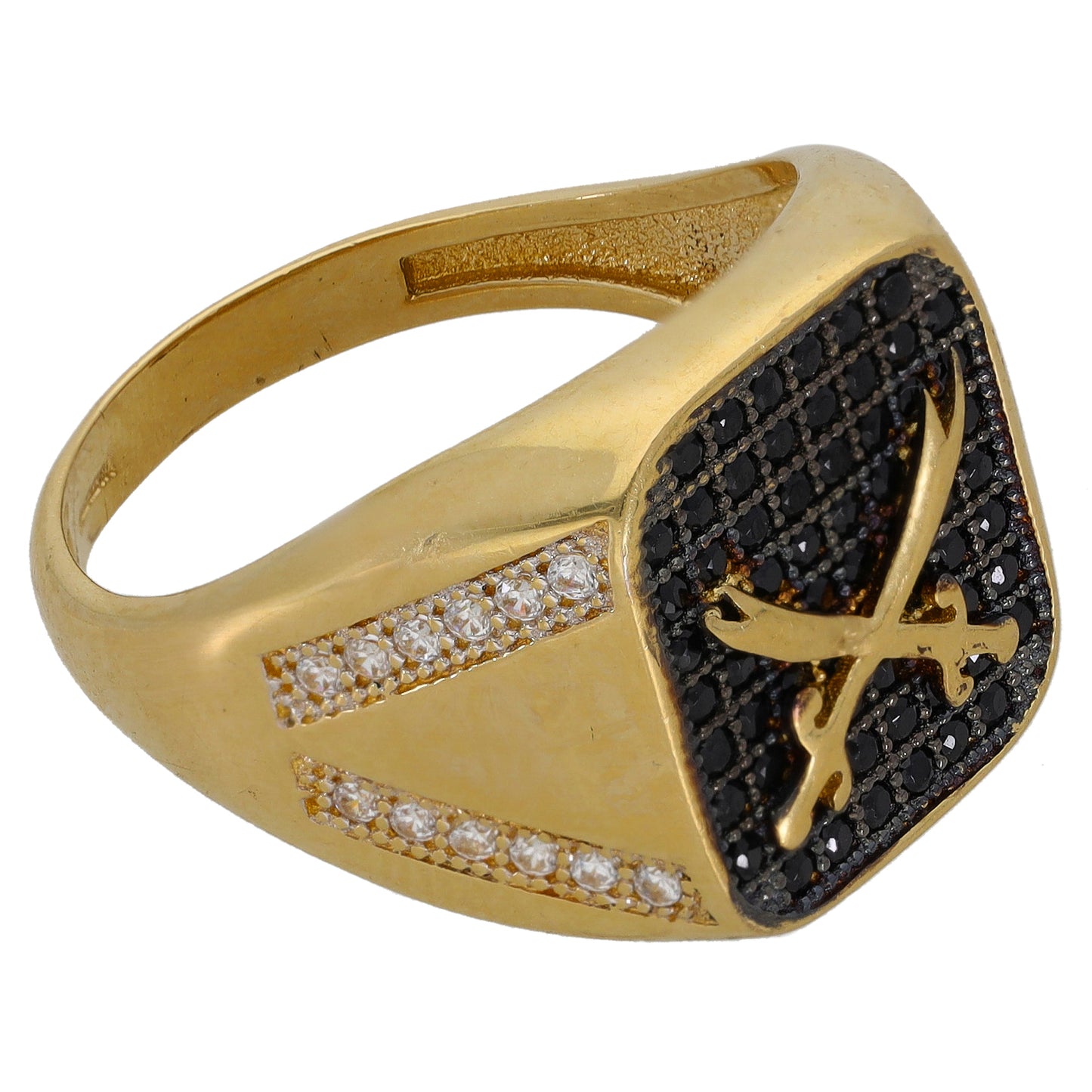 14ct Gold Imitation Gems Crest/Emblem Signet Ring Size U