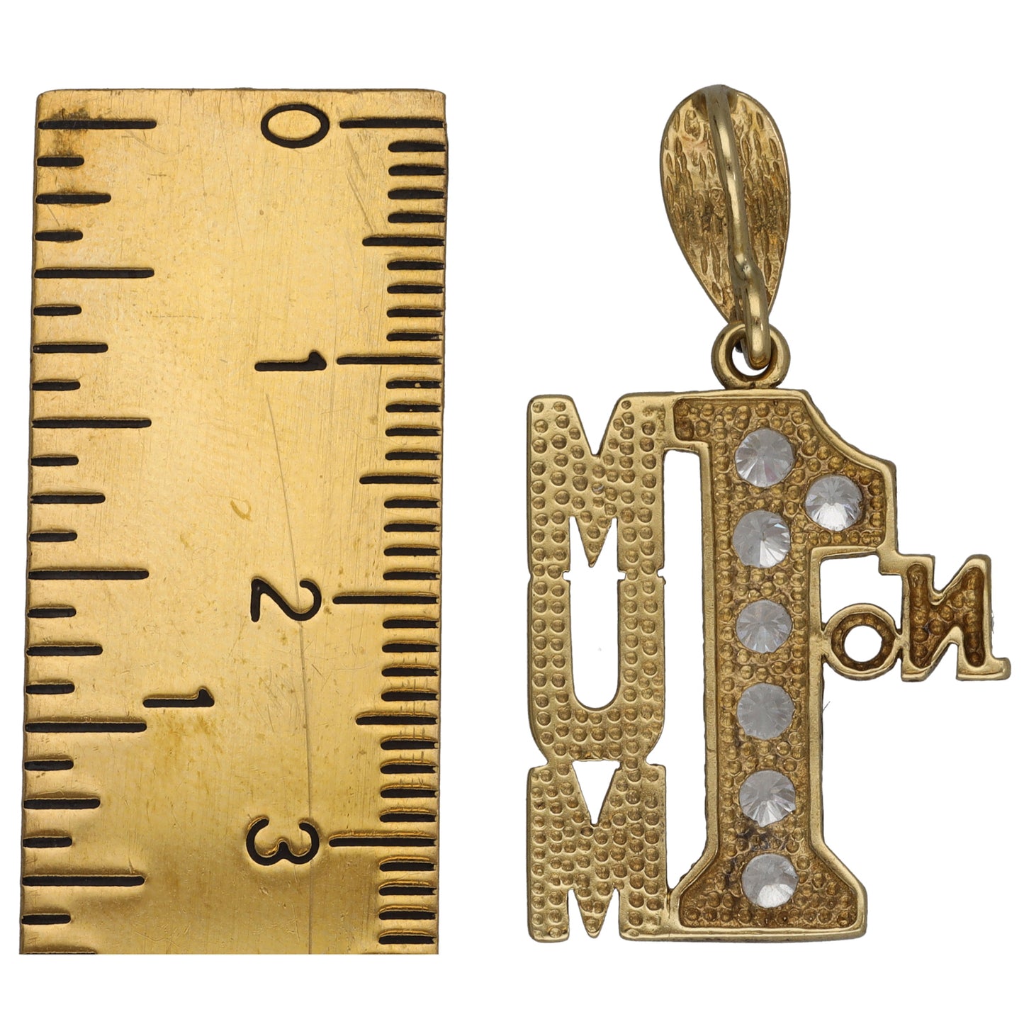 9ct Gold Cubic Zirconia Mum/Mother Pendant