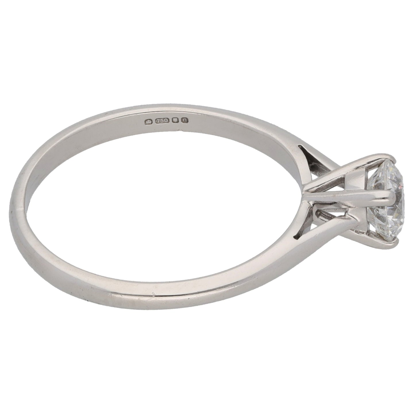 18ct White Gold 0.60ct Diamond Solitaire Ring Size O