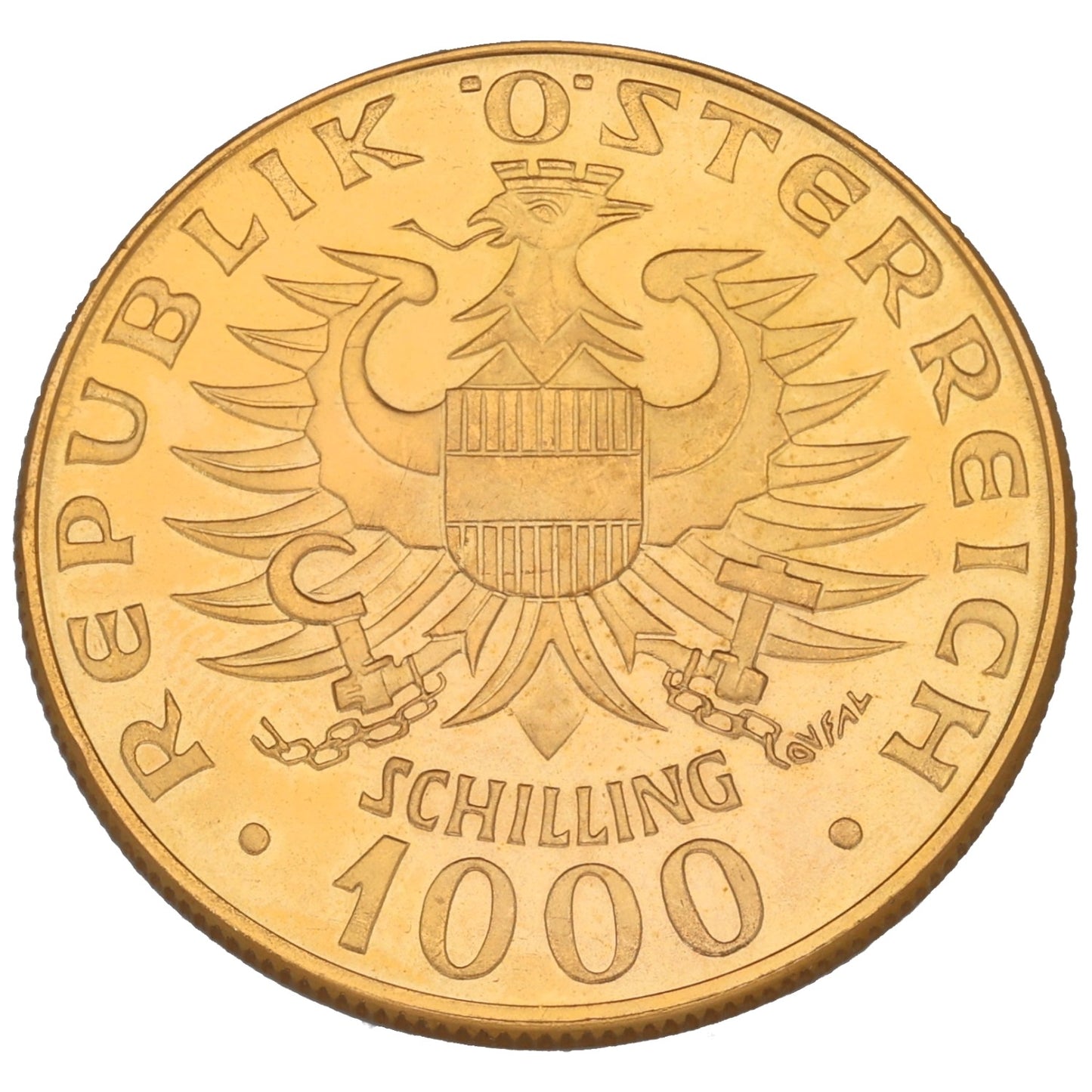 22ct Gold Austrian 1000 Schilling Coin 1976