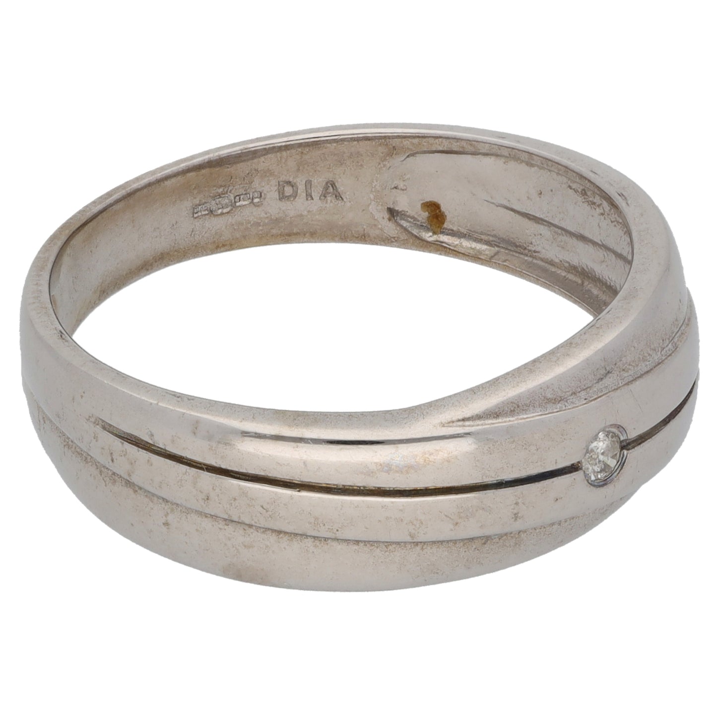 9ct White Gold 0.04ct Diamond Patterned Wedding Ring Size U