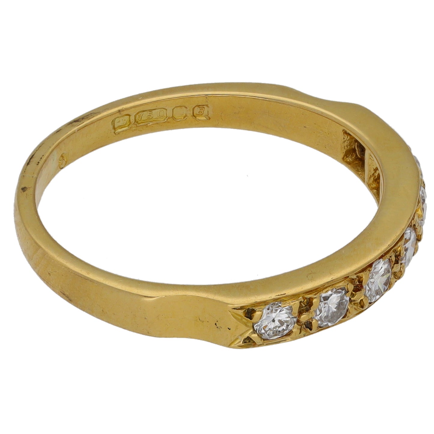 18ct Gold 0.49ct Diamond Half Eternity Ring Size O