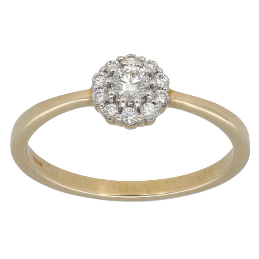 9ct Gold 0.25ct Diamond Cluster Ring Size N