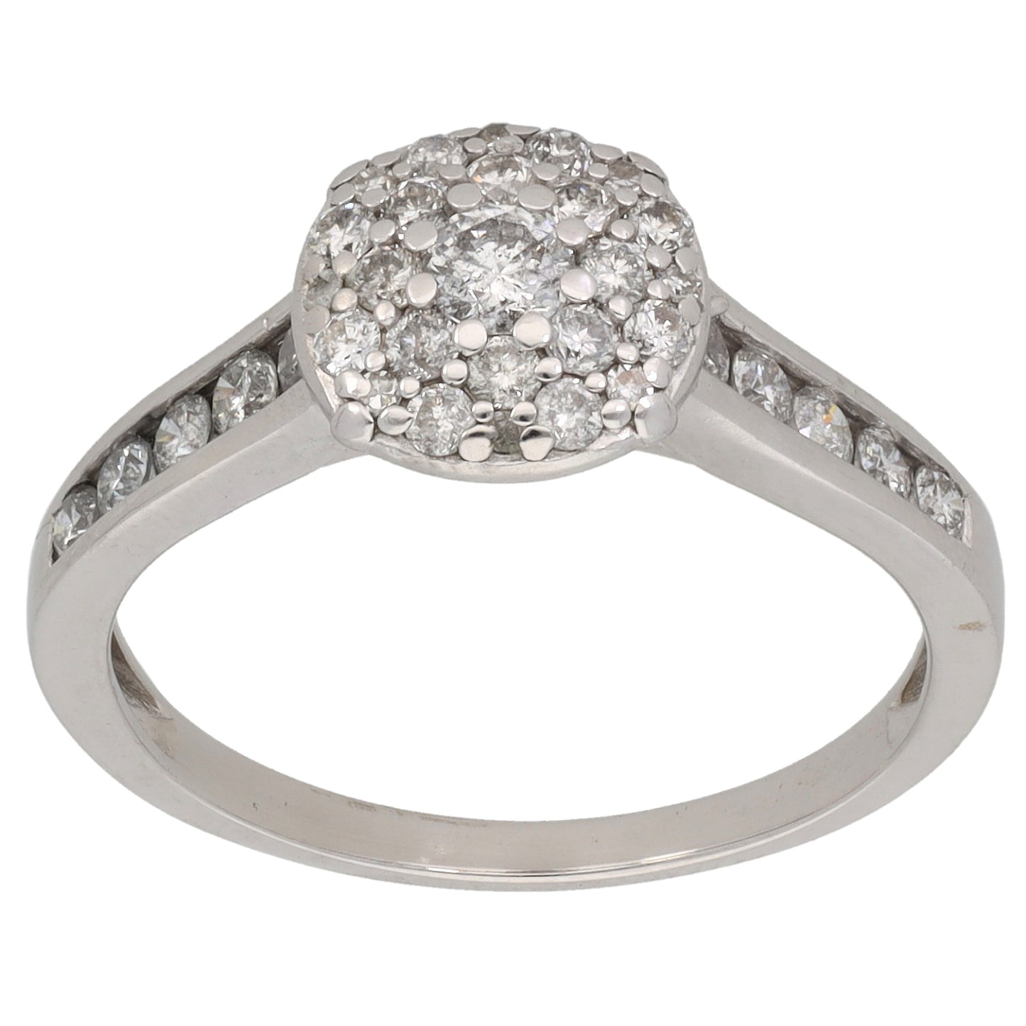 18ct White Gold 0.64ct Diamond Cluster Ring Size O