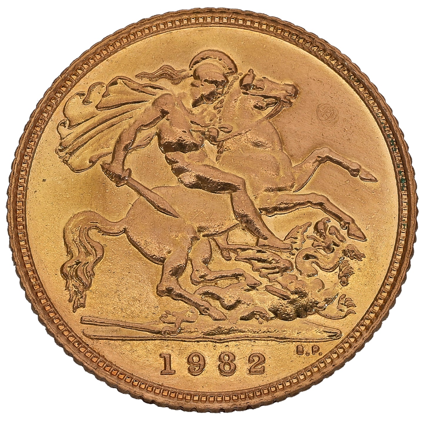 22ct Gold Queen Elizabeth II Half Sovereign Coin 1982
