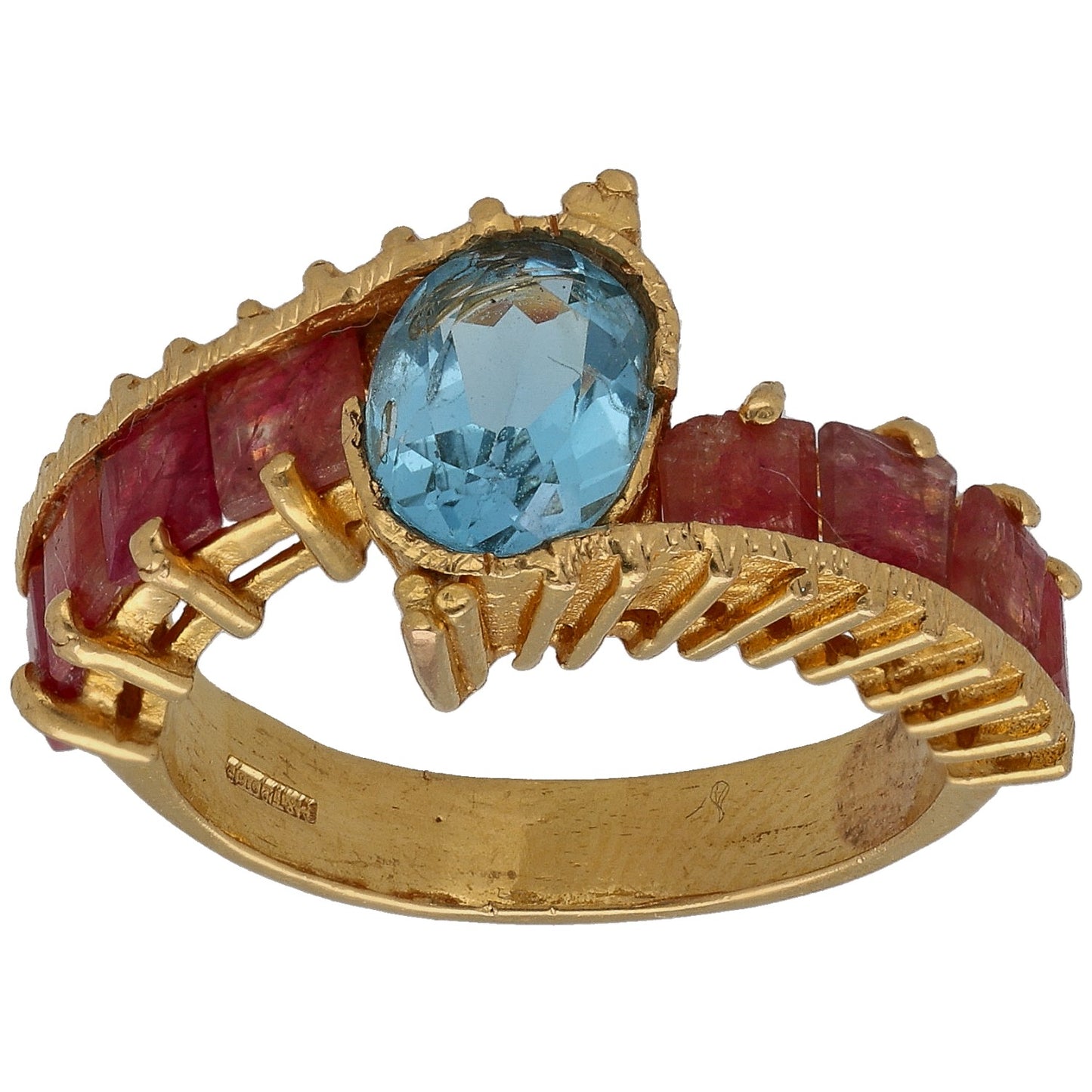 22ct Gold Topaz & Ruby Dress/Cocktail Ring Size M