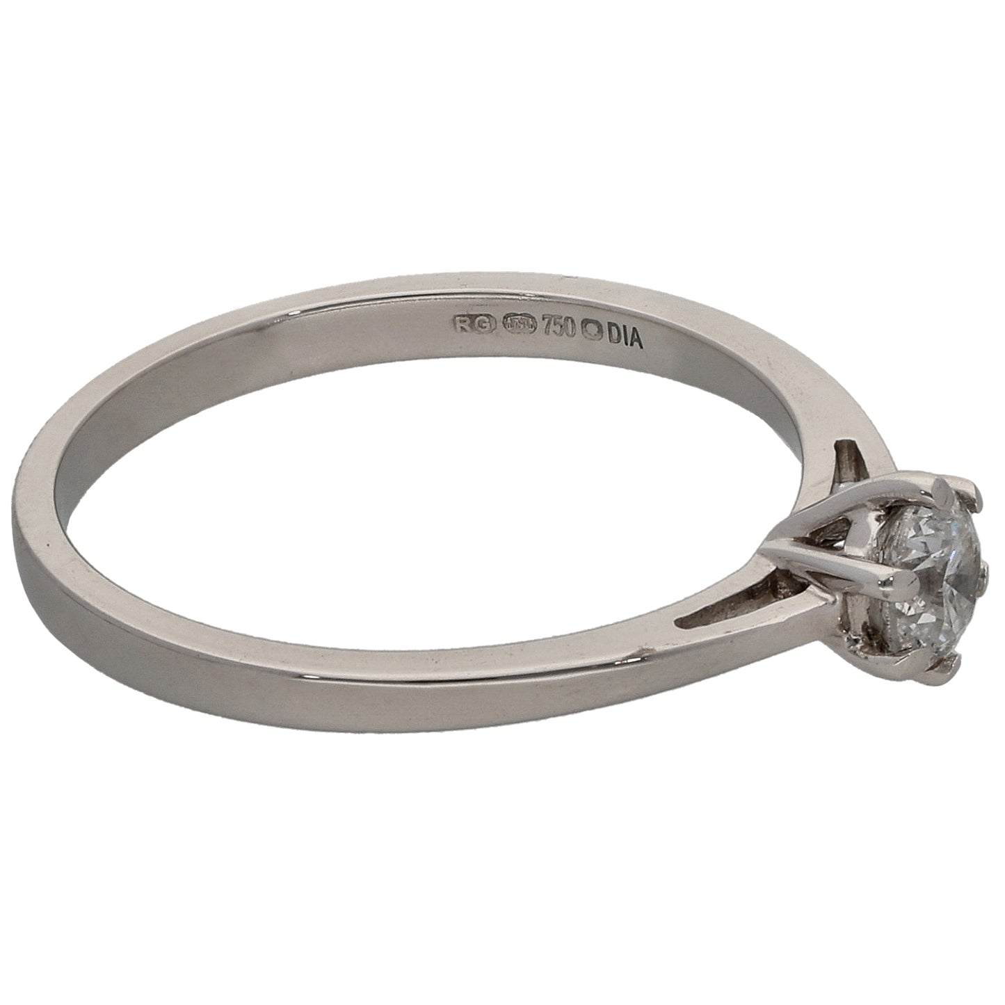 18ct White Gold 0.33ct Diamond Solitaire Ring Size M