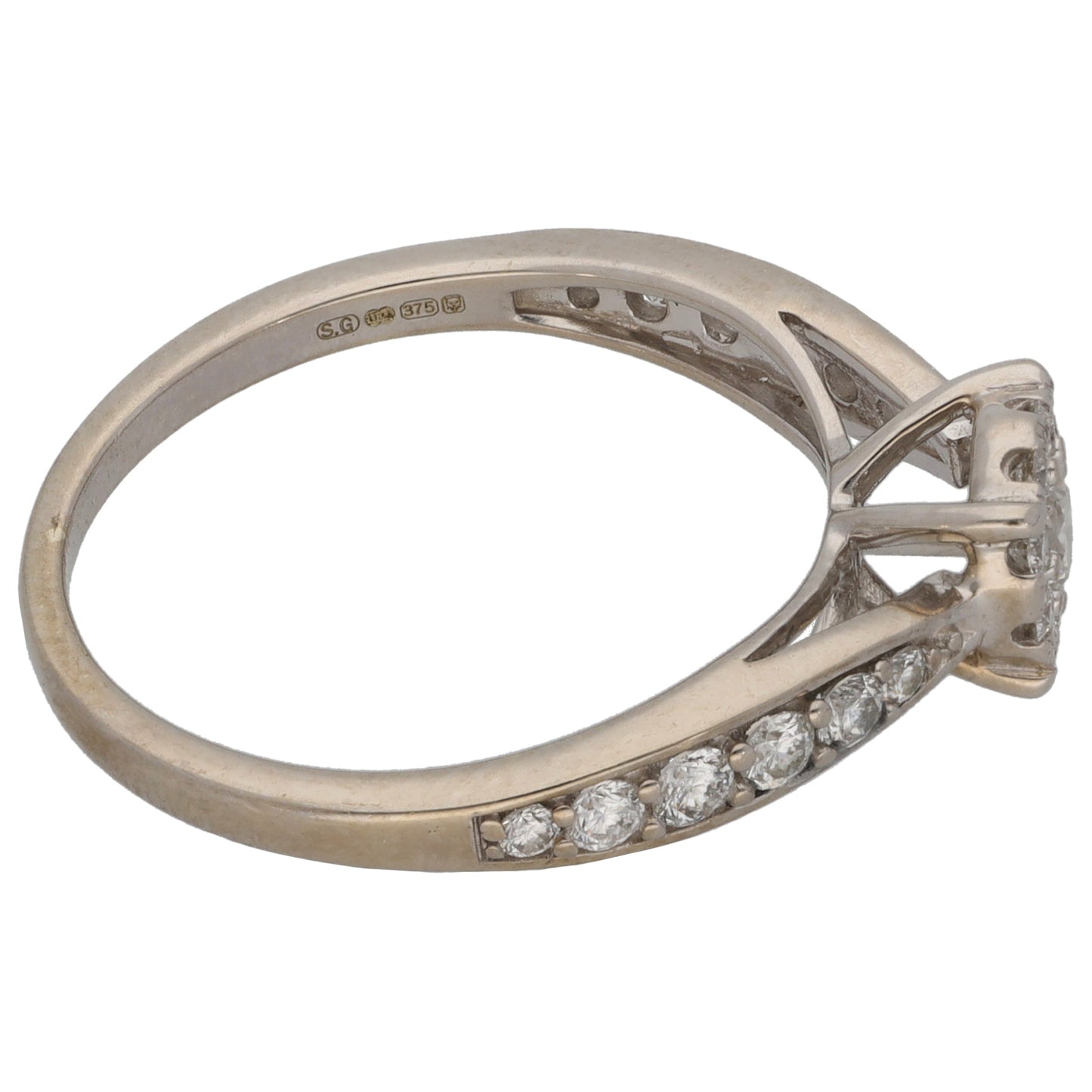 9ct White Gold 0.64ct Diamond Cluster Ring Size N