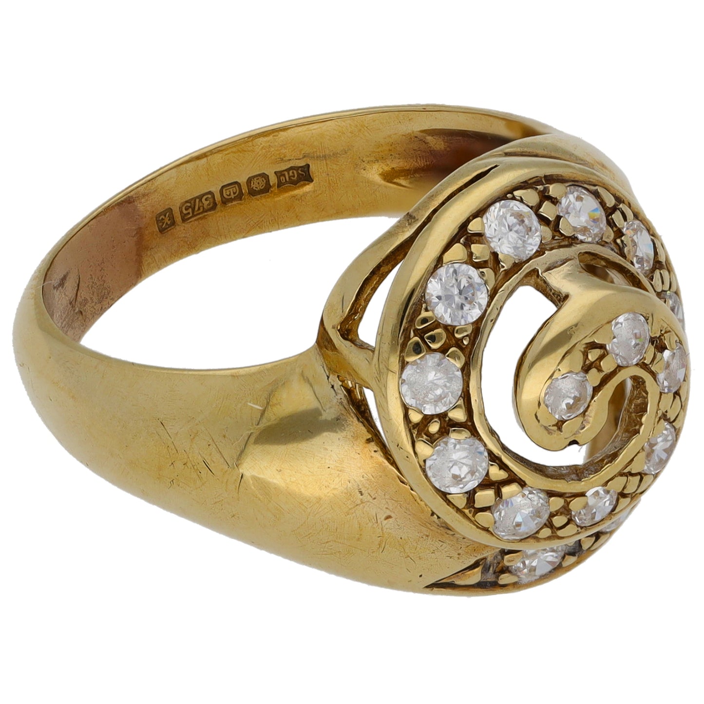 9ct Gold Cubic Zirconia Cluster Ring Size O