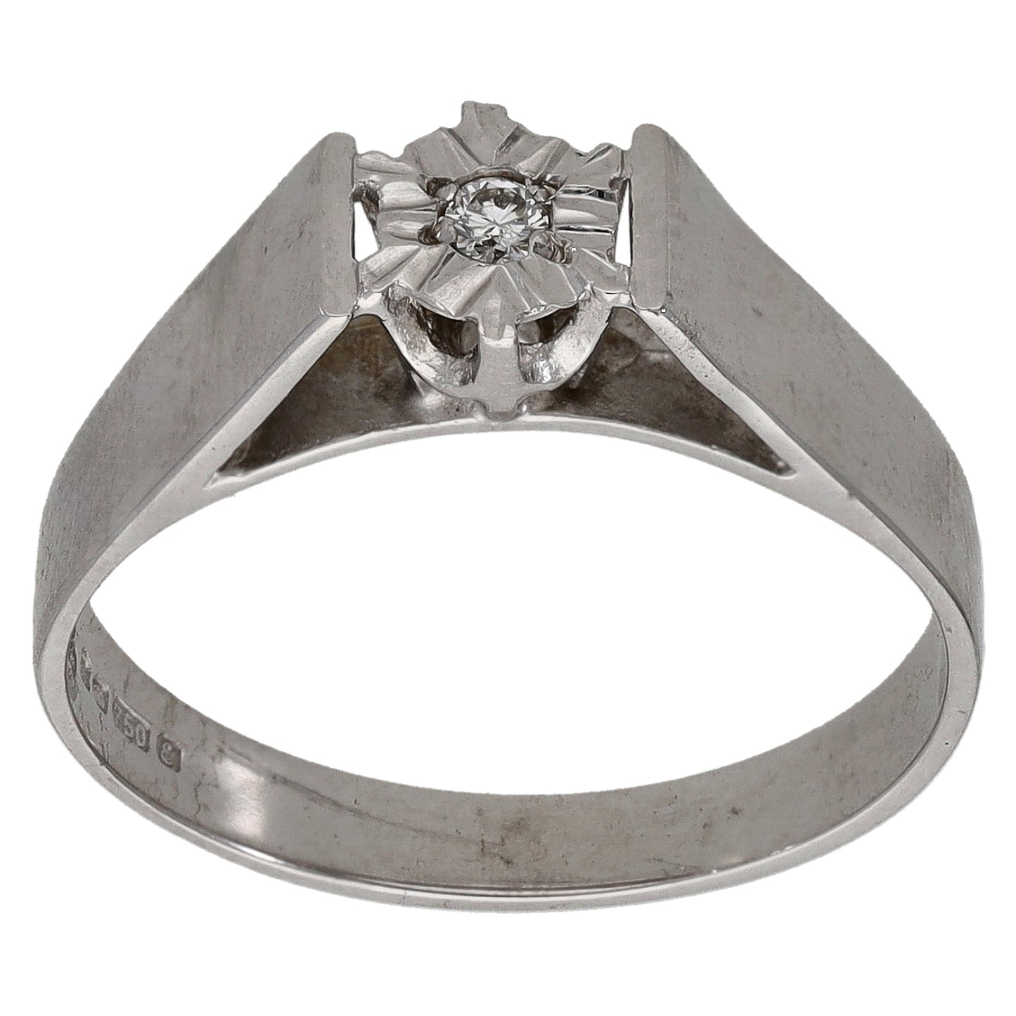 18ct White Gold 0.05ct Diamond Solitaire Ring Size O