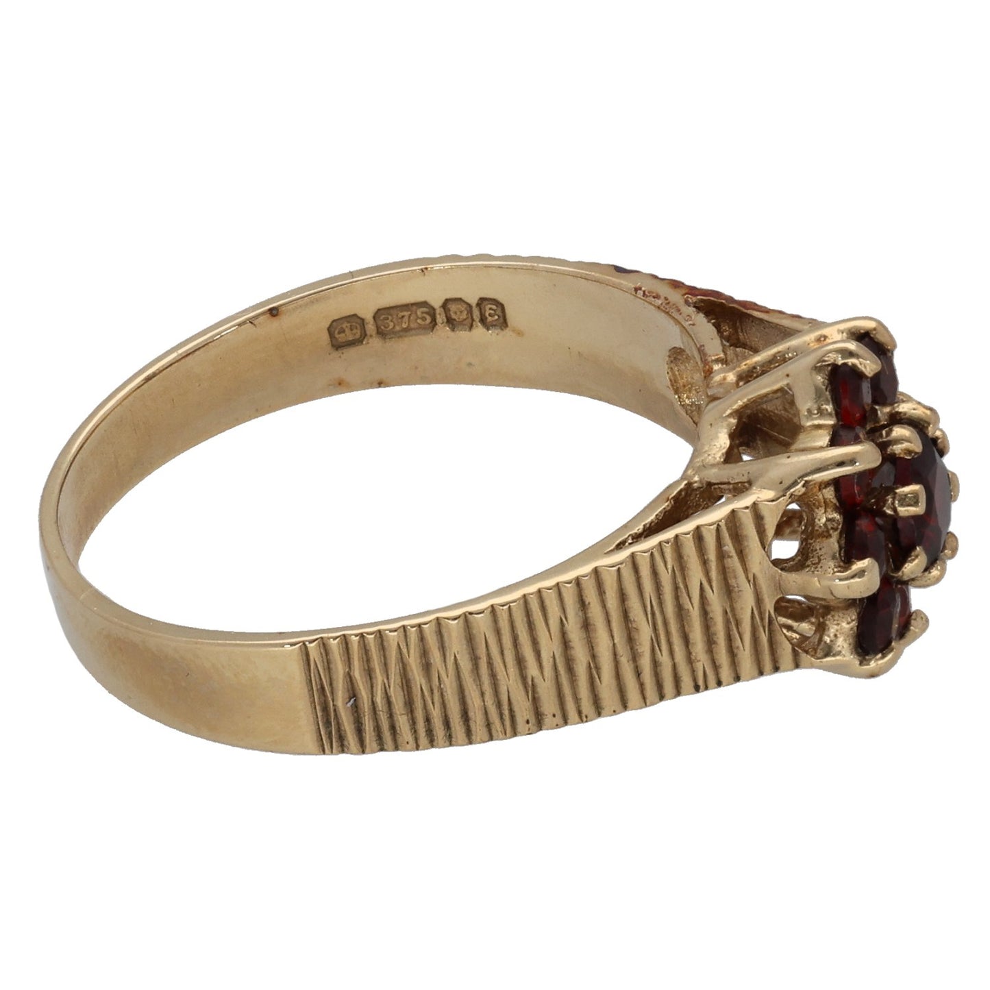 9ct Gold Garnet Cluster Ring Size M