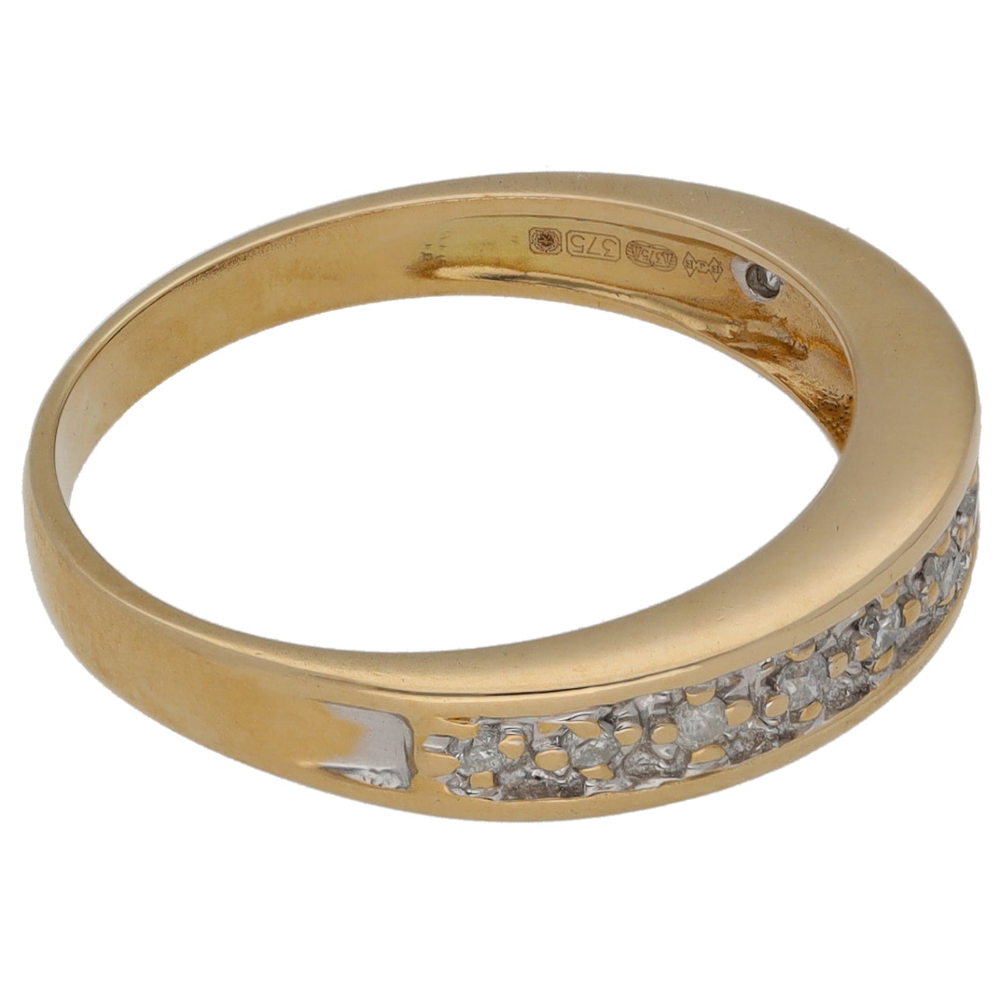 9ct Gold 0.11ct Diamond Half Eternity Ring Size L