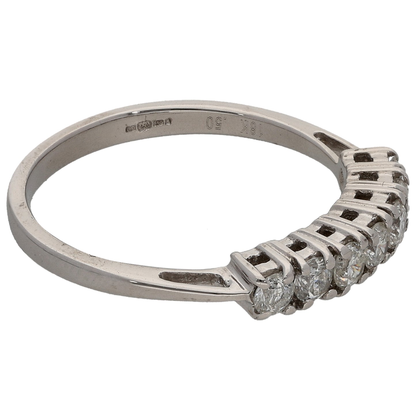 18ct White Gold 0.50ct Diamond Half Eternity Ring Size O