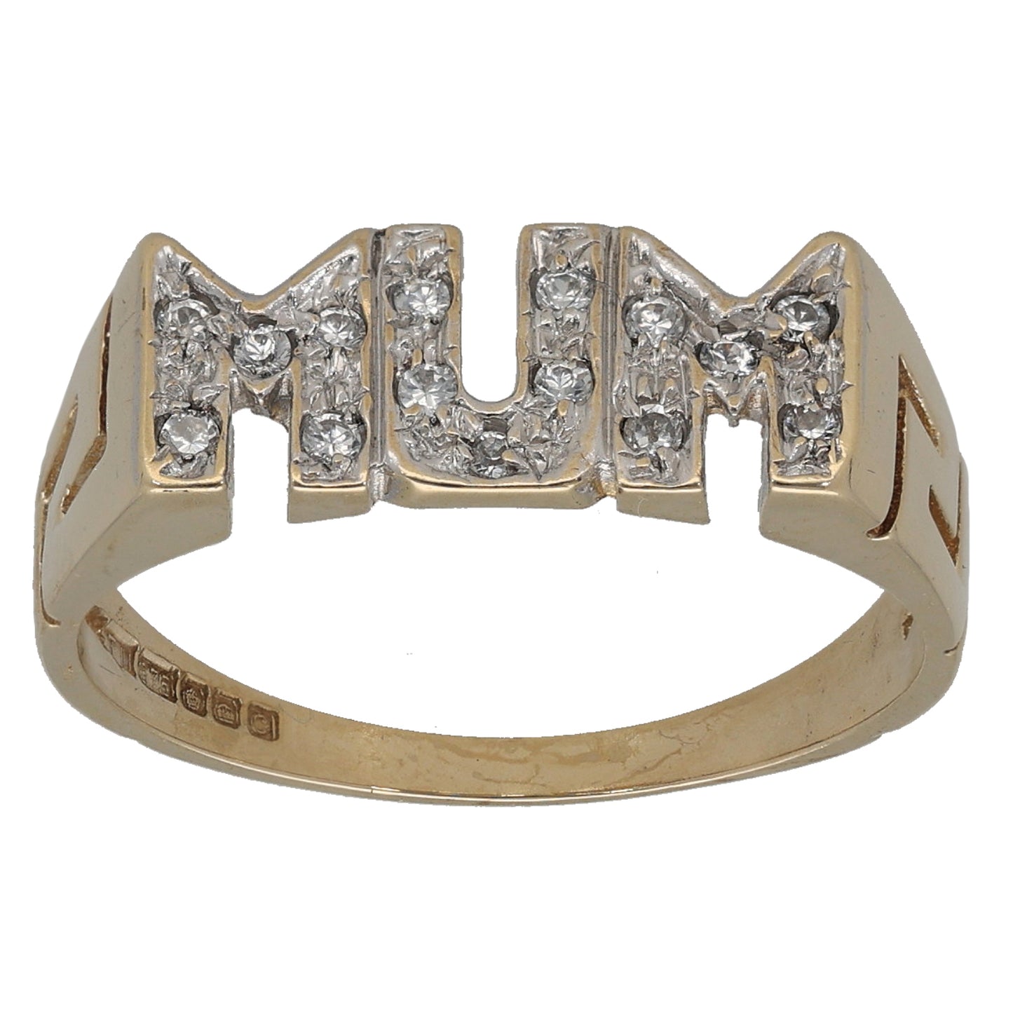 9ct Gold Cubic Zirconia Mum Ring Size Q