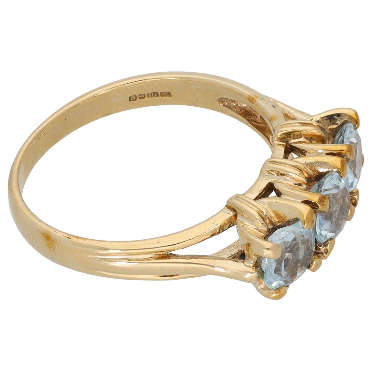 9ct Gold Topaz Three Stone Ring Size M