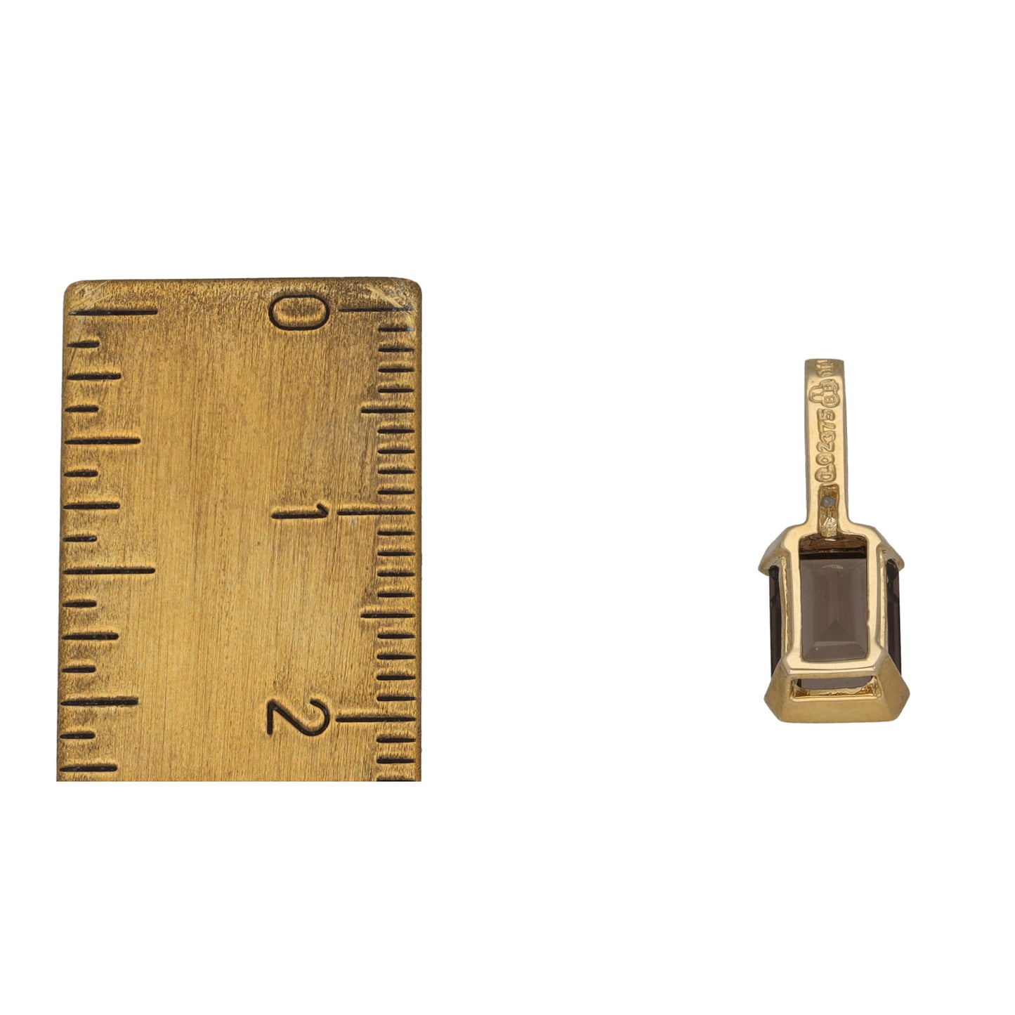 New 9ct Gold 0.02ct Diamond & Smoky Quartz Pendant