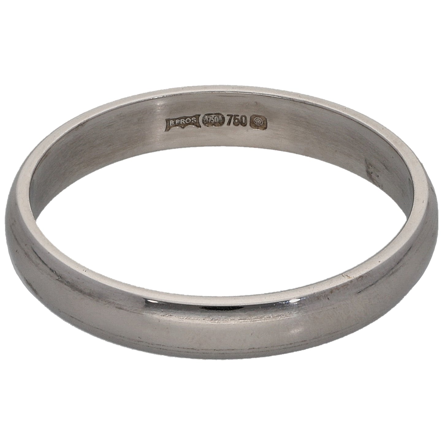 18ct White Gold Plain Wedding Ring Size N