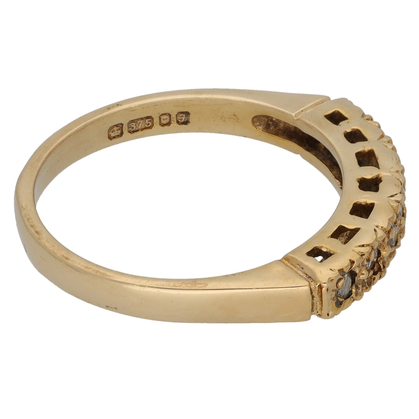 9ct Gold 0.14ct Diamond Half Eternity Ring Size M