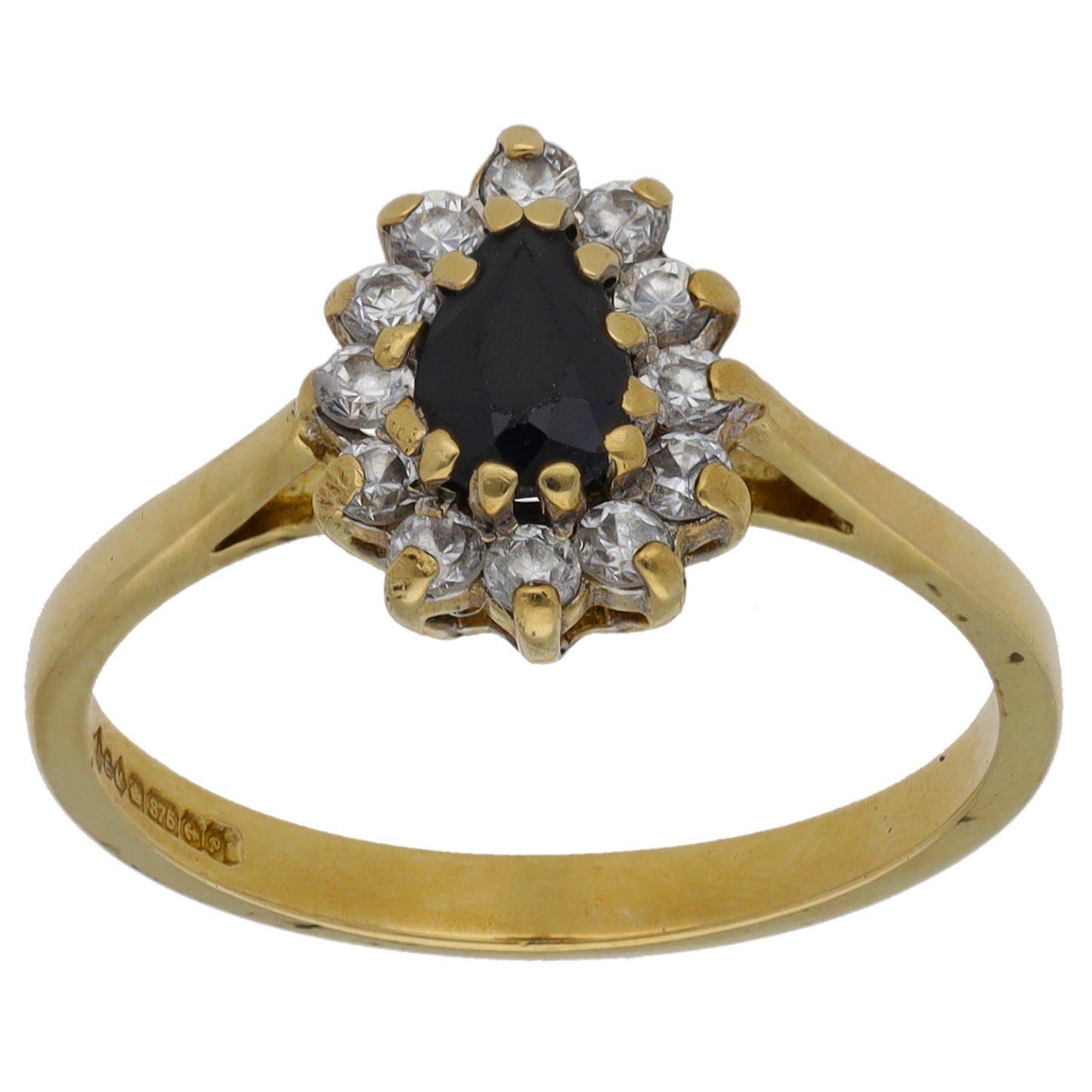 9ct Gold Sapphire & Cubic Zirconia Dress/Cocktail Ring Size O