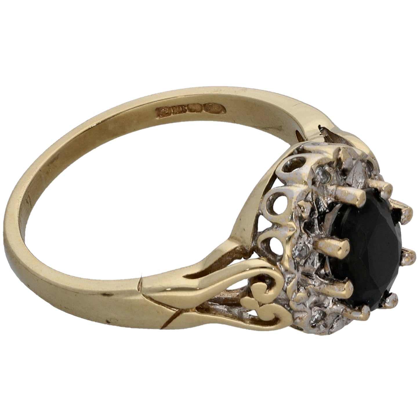 9ct Gold 0.03ct Diamond & Sapphire Dress/Cocktail Ring Size M