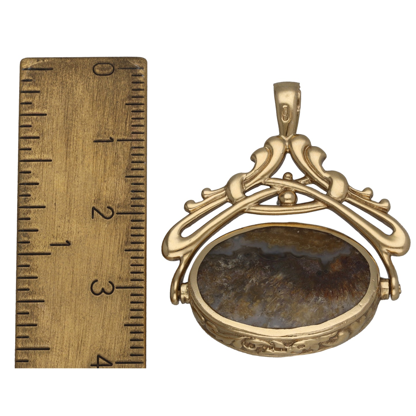 9ct Gold Agate & Bloodstone Fob Pendant