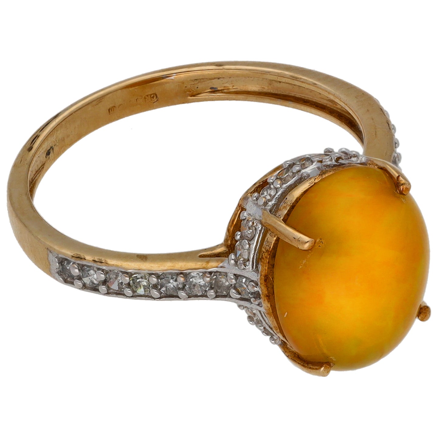 9ct Gold 0.09ct Diamond & Opal Dress/Cocktail Ring Size N