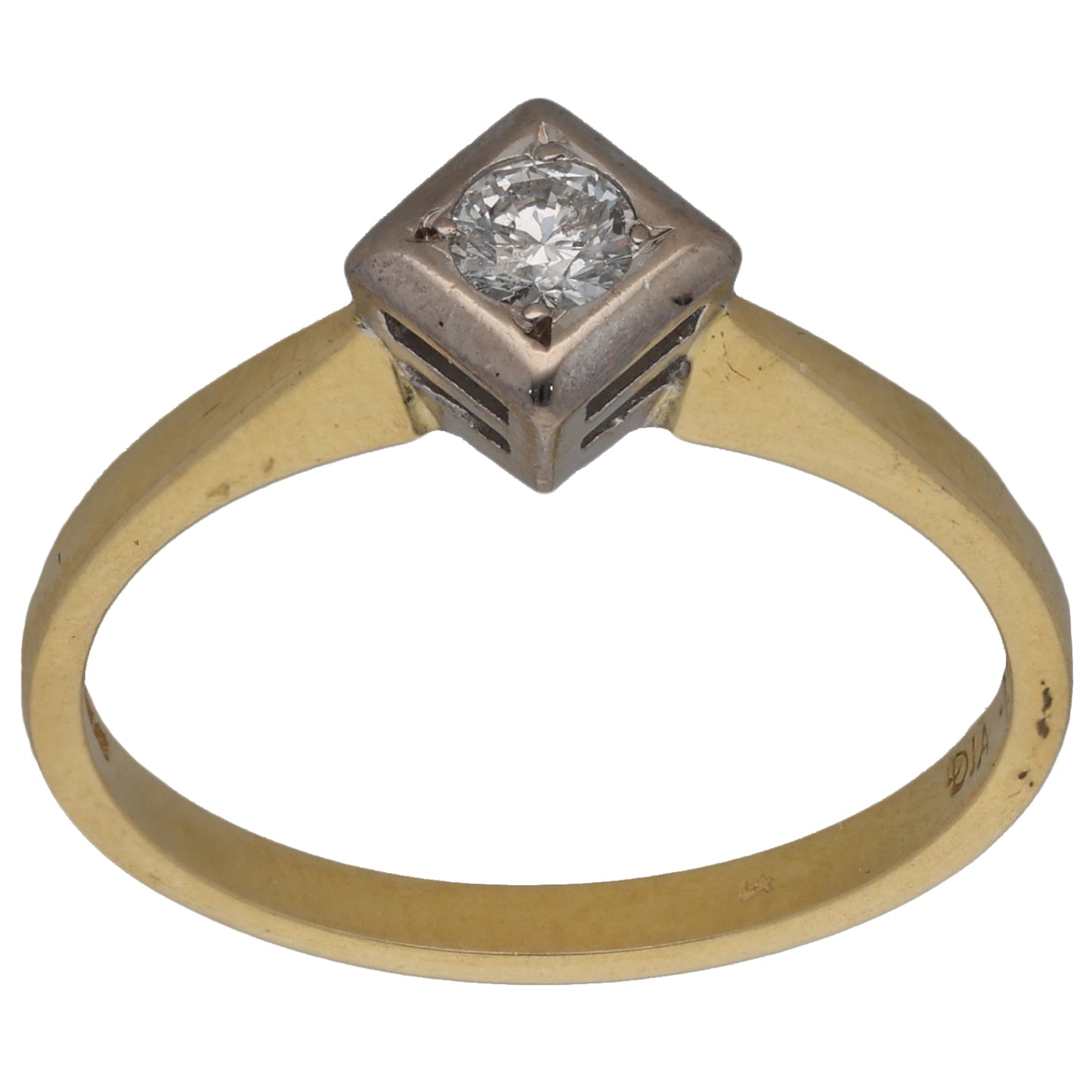 18ct Bi-Colour Gold 0.15ct Diamond Solitaire Ring Size O