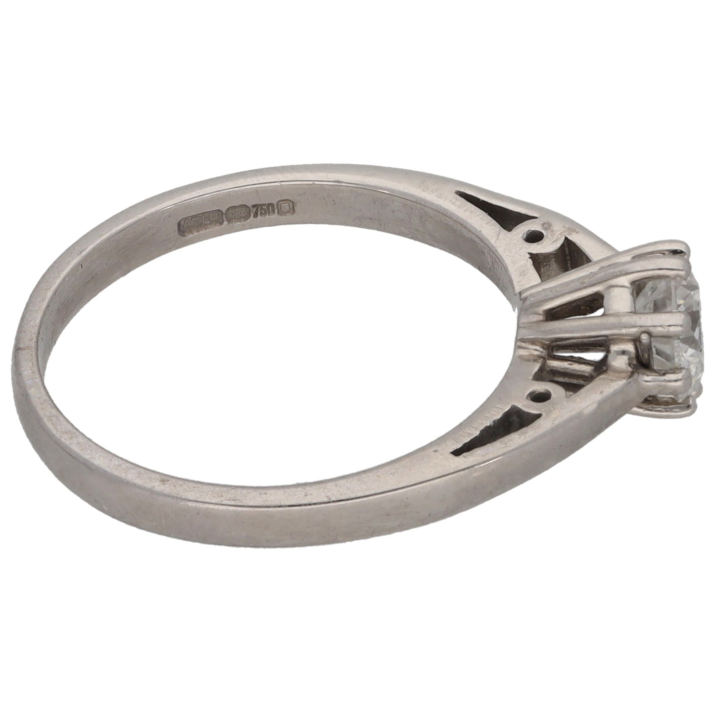 18ct White Gold 0.50ct Diamond Solitaire Ring Size M