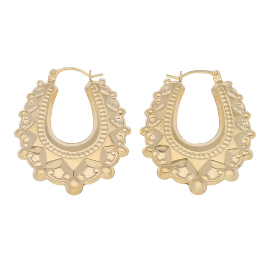 New 9ct Gold Spiked Creole Earrings