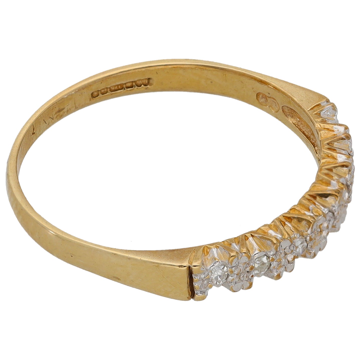 9ct Gold 0.035ct Diamond Half Eternity Ring Size P