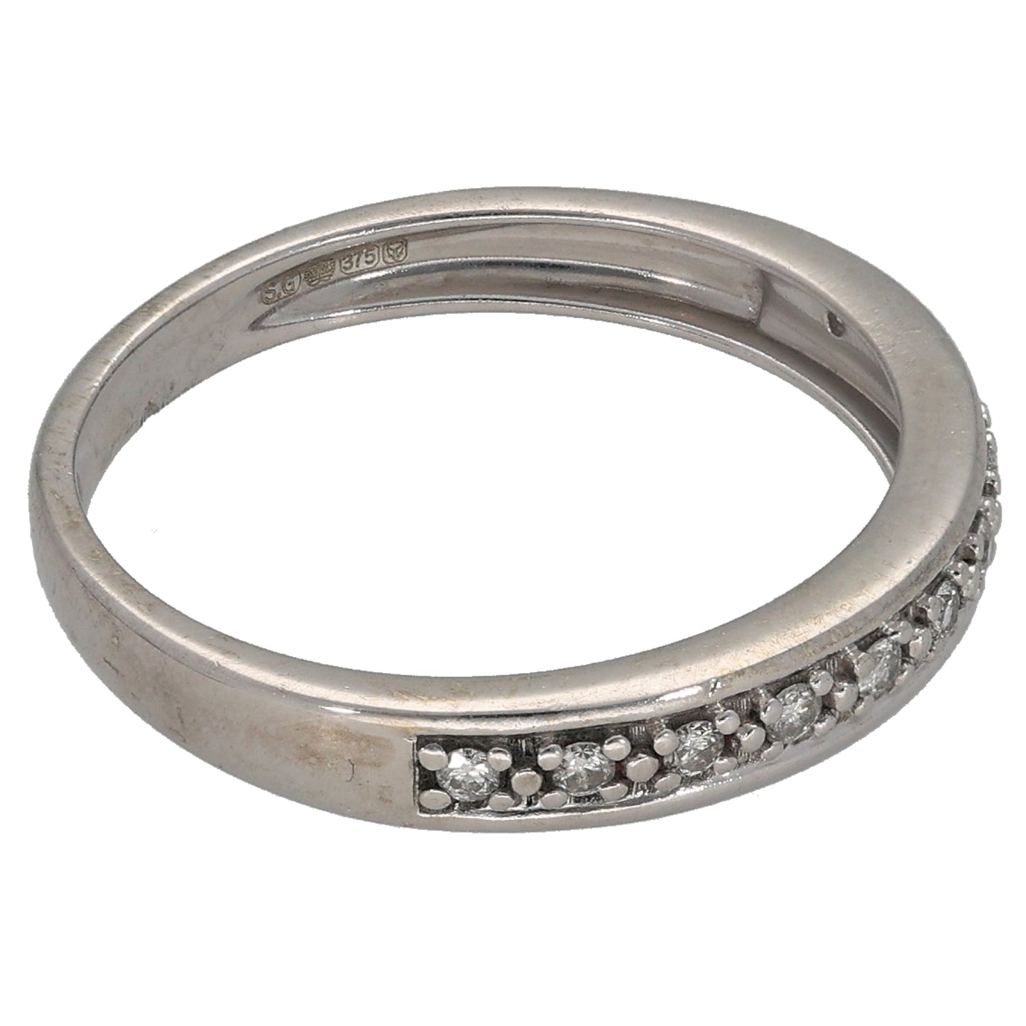 9ct White Gold 0.10ct Diamond Half Eternity Ring Size M