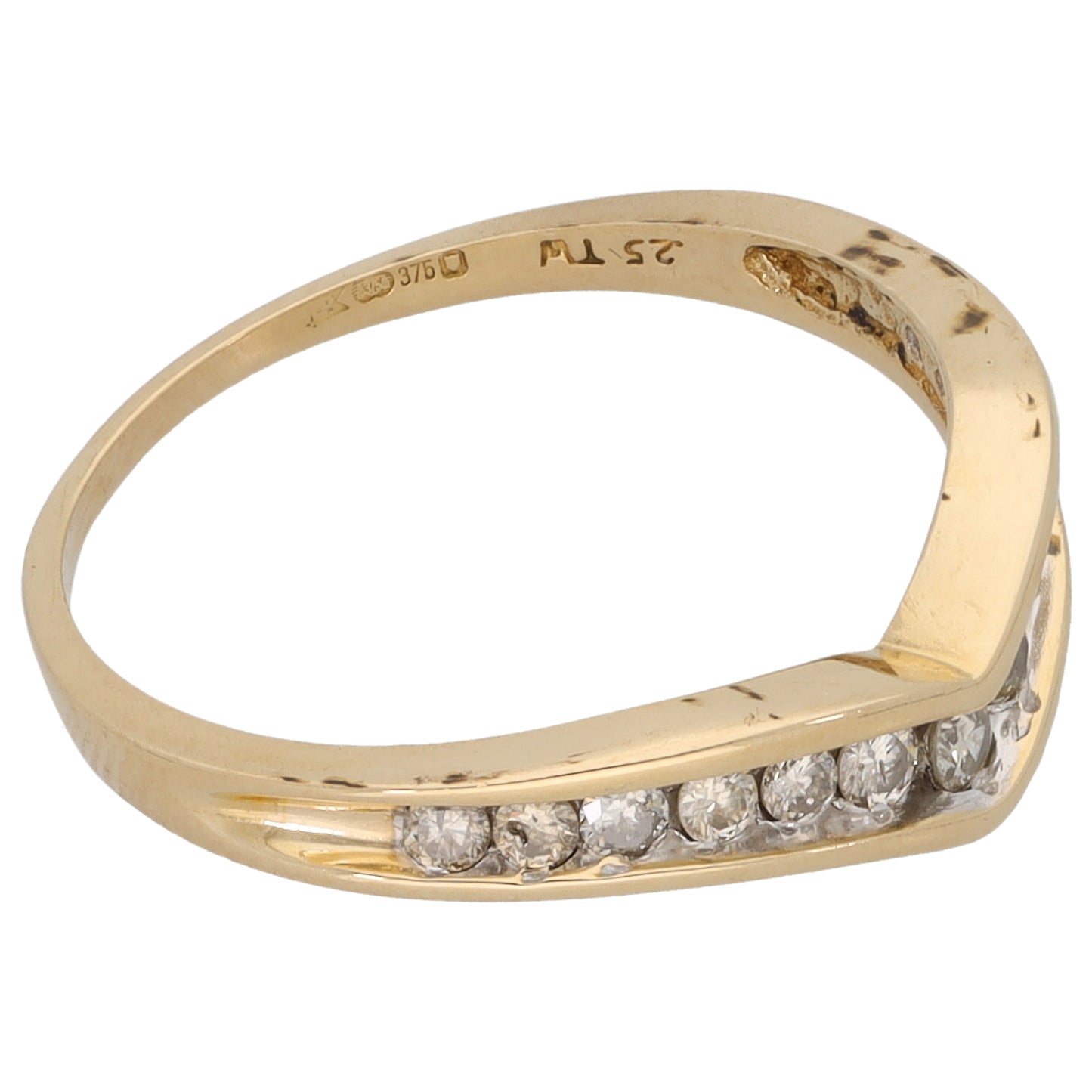 9ct Gold 0.25ct Diamond Wishbone Ring Size L