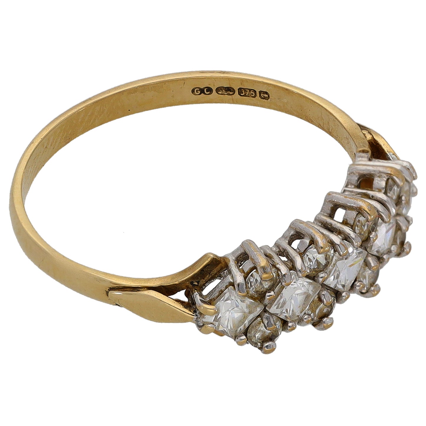 9ct Gold Cubic Zirconia Dress/Cocktail Ring Size O