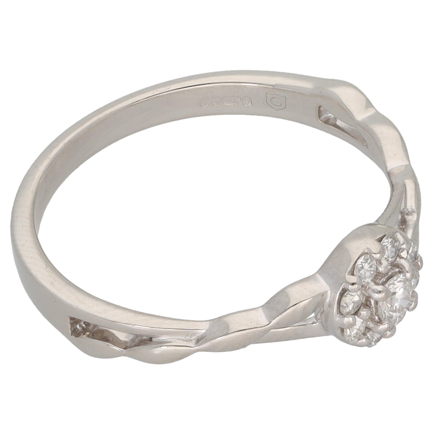 Platinum White Gold 0.13ct Diamond Cluster Ring Size N