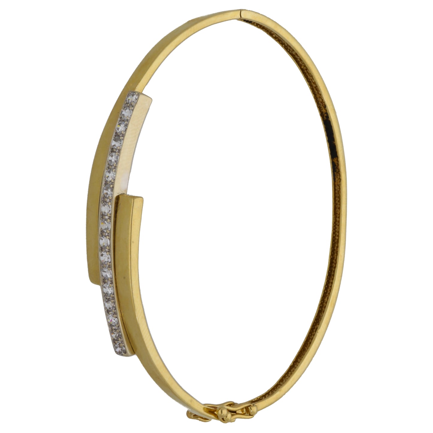 9ct Gold Cubic Zirconia Hinged/Clasp Bangle
