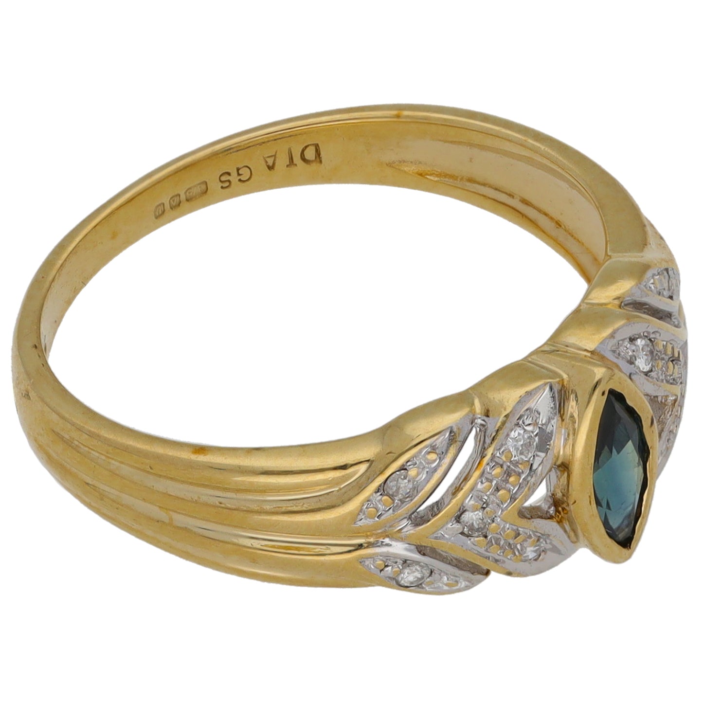 9ct Gold Sapphire & 0.05ct Diamond Dress/Cocktail Ring Size N