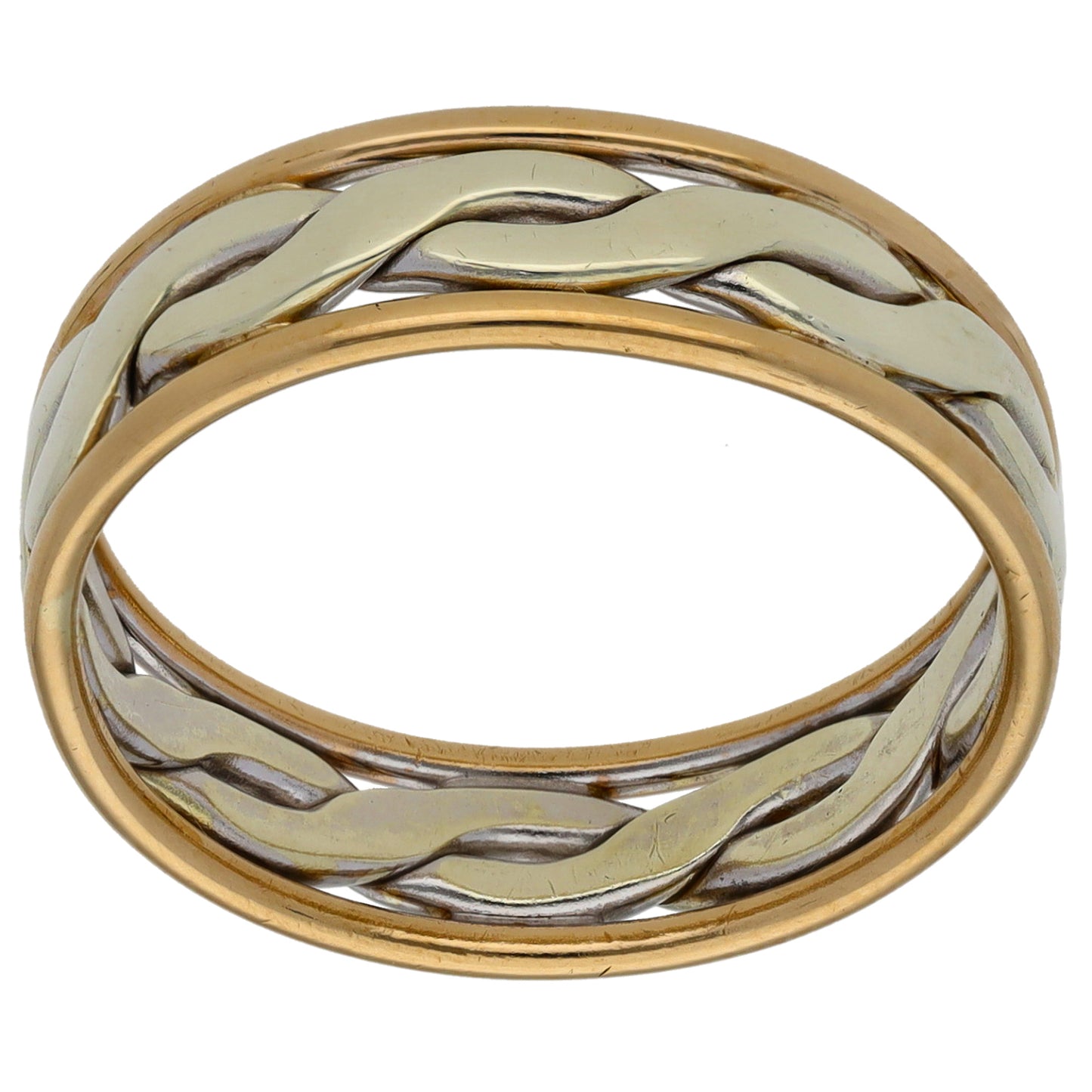 9ct Bi-Colour Gold Patterned Wedding Ring Size S
