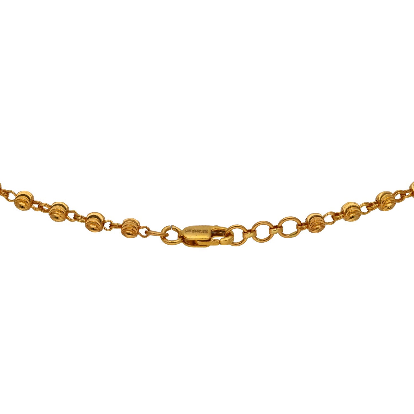 New 22ct Gold Fancy Ball Beaded Necklace 18"