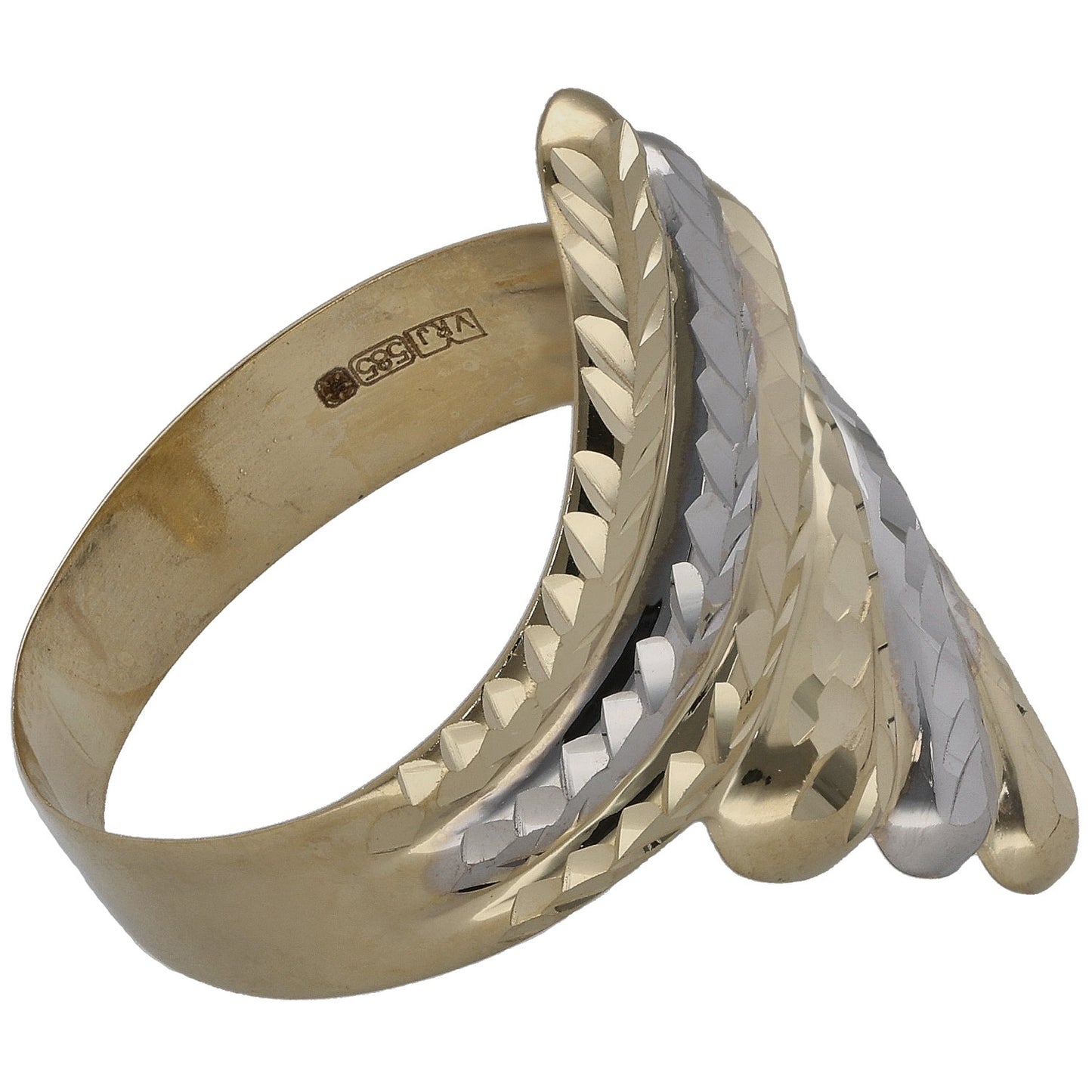 New 14ct Bi-Colour Patterned Wrap Ring