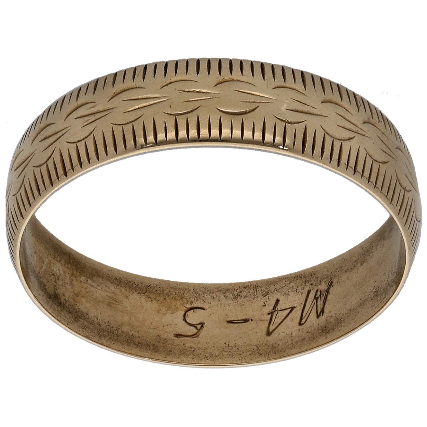 9ct Gold Patterned Wedding Ring Size P