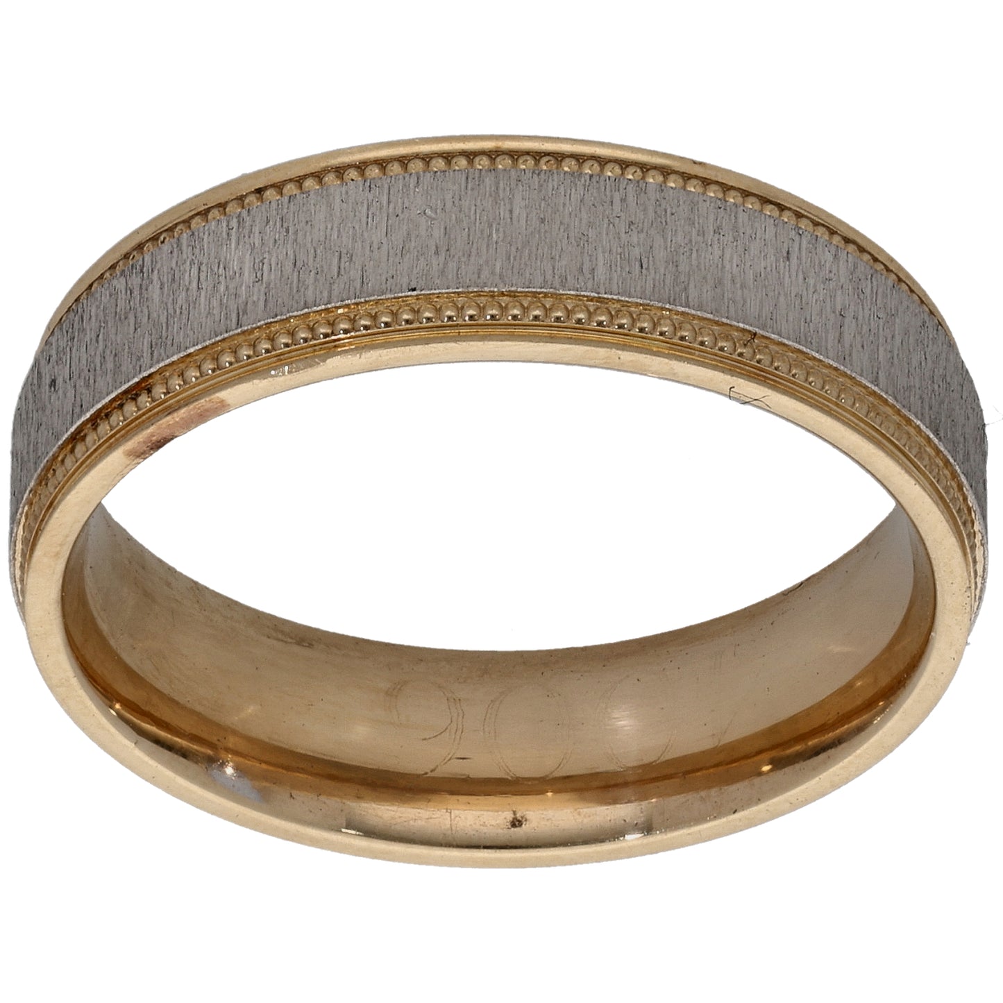 9ct Bicolour Gold Patterned Wedding Ring Size U