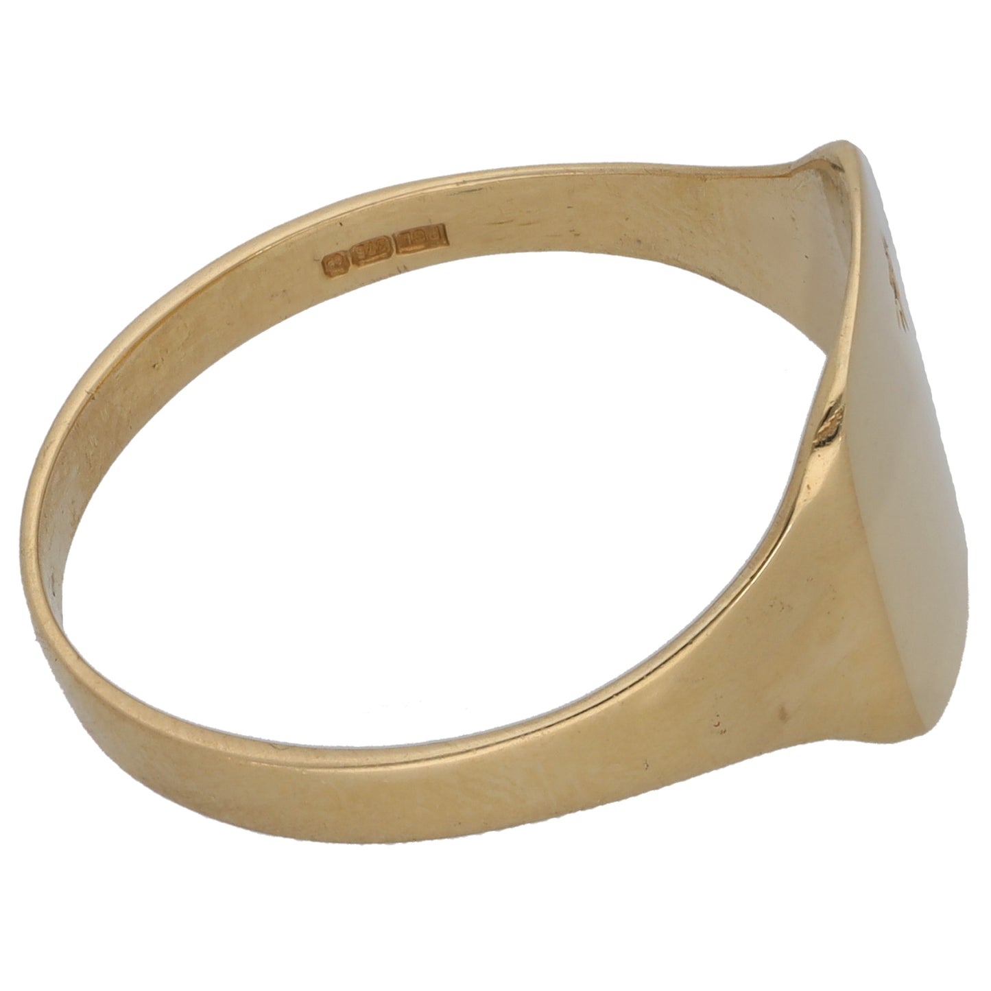 9ct Gold 0.01ct Diamond Single Stone Signet Ring Size V
