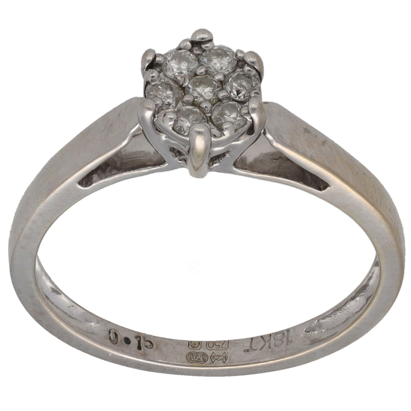 18ct White Gold 0.15ct Diamond Cluster Ring Size M