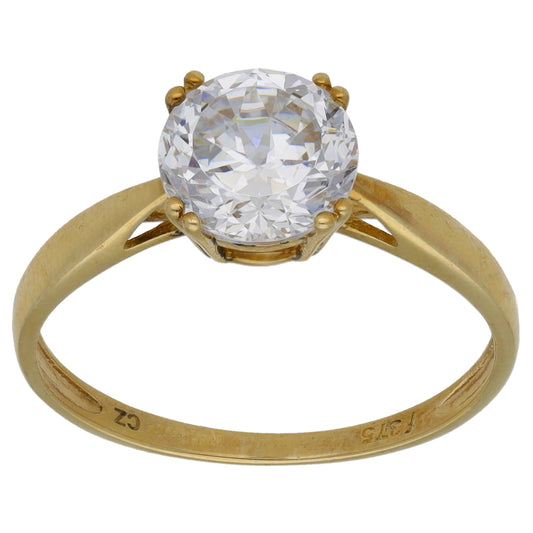 9ct Gold Cubic Zirconia Single Stone Ring Size R