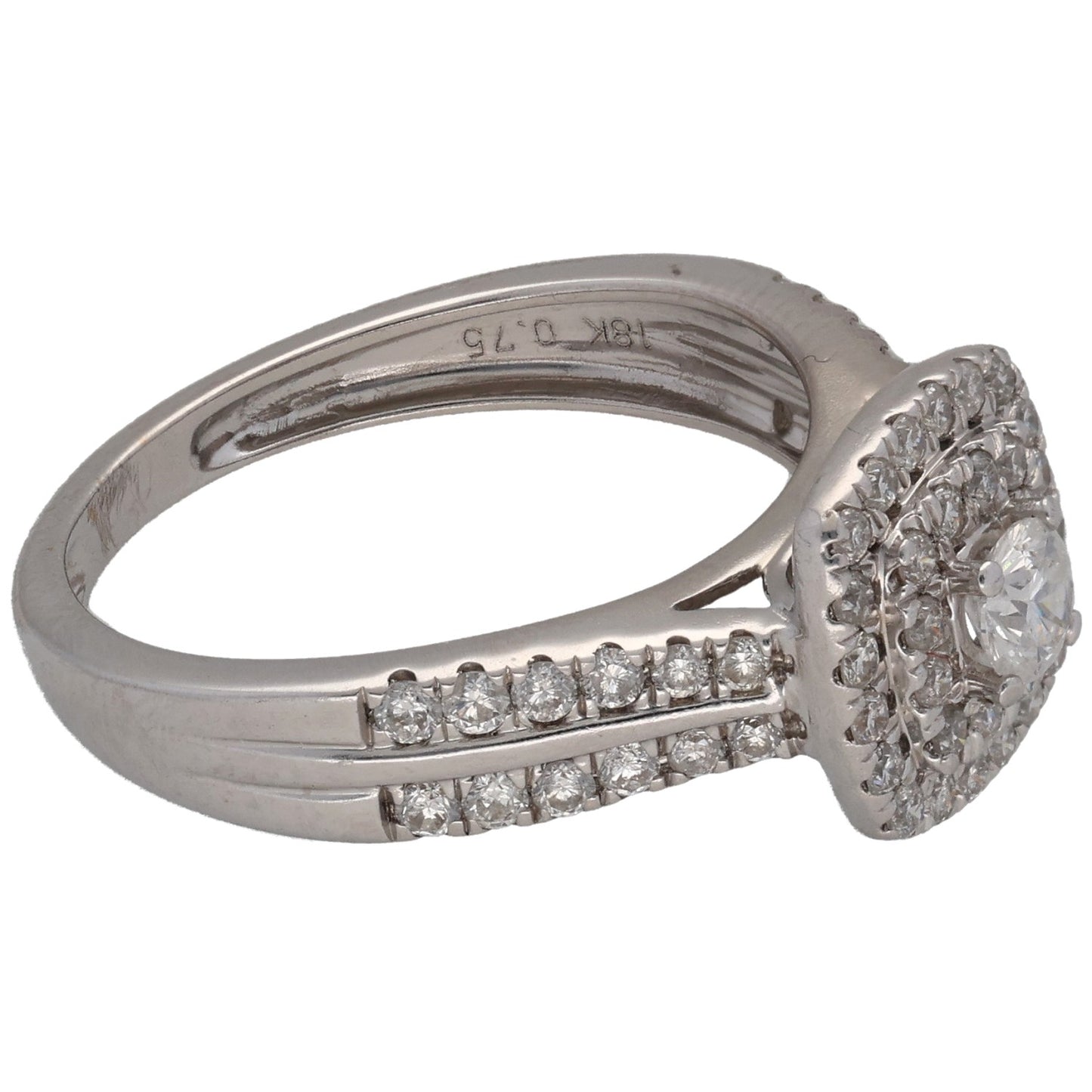 18ct White Gold 0.75ct Diamond Cluster Ring Size M