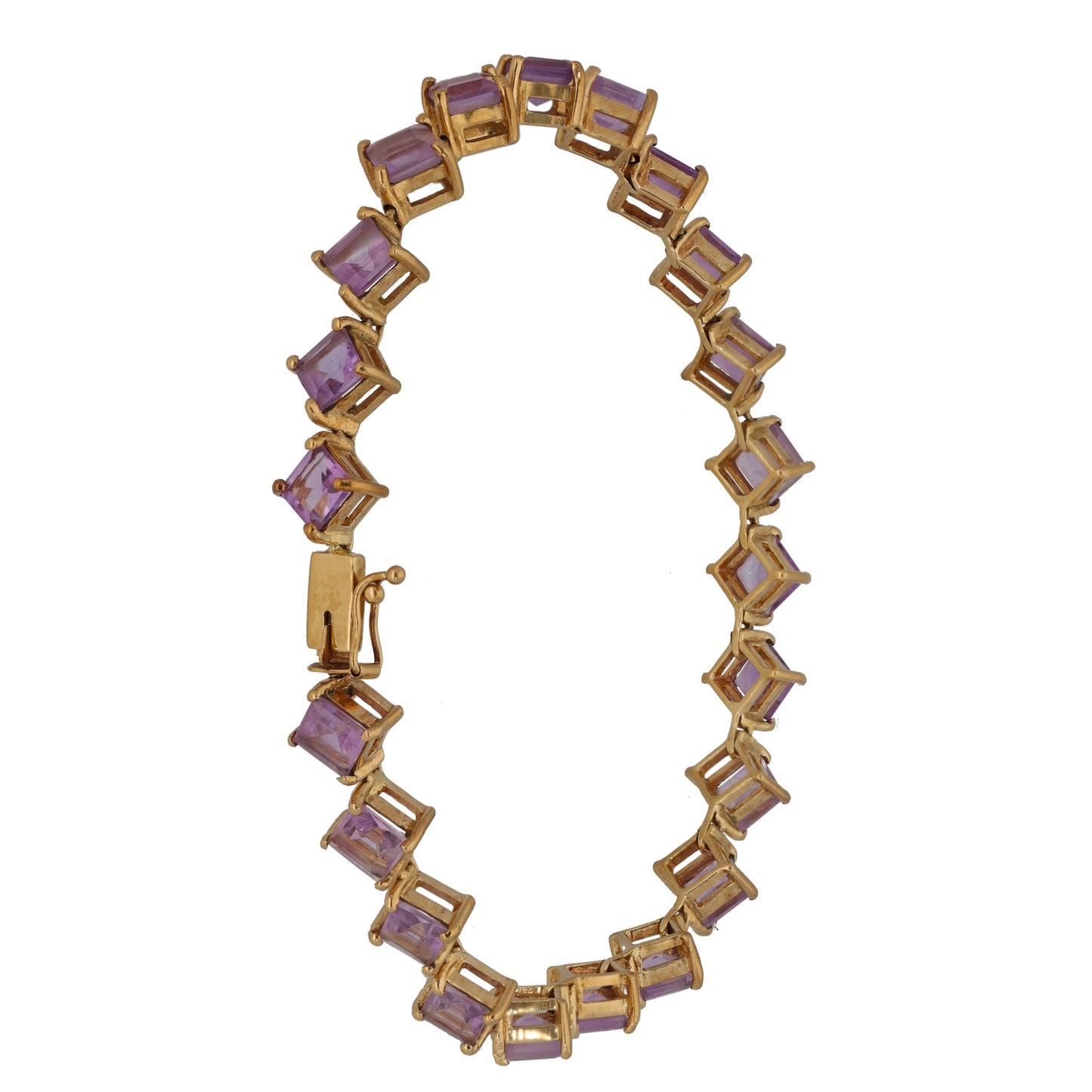 9ct Gold Amethyst Fancy Stone Set Bracelet