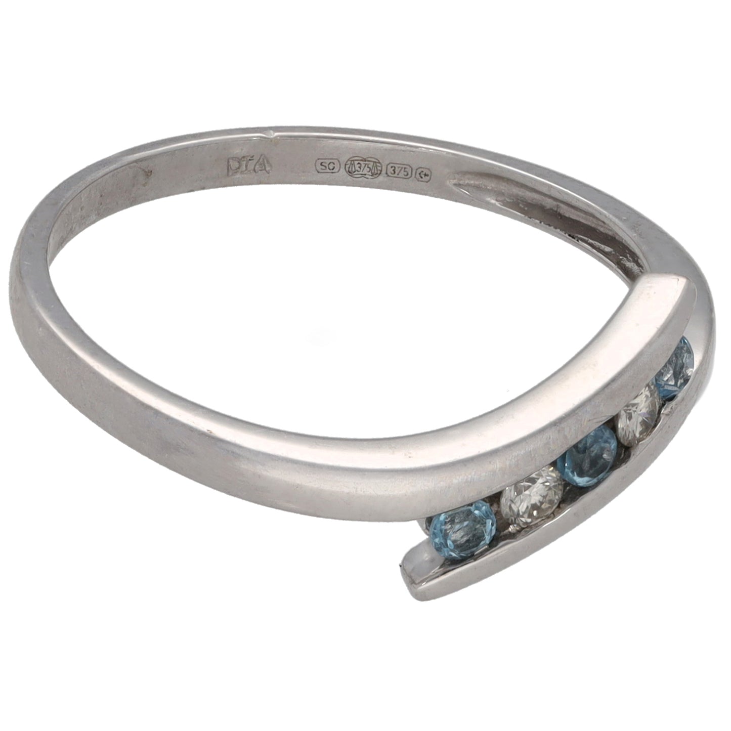 9ct Gold Topaz & 0.04ct Diamond Half Eternity Ring Size P