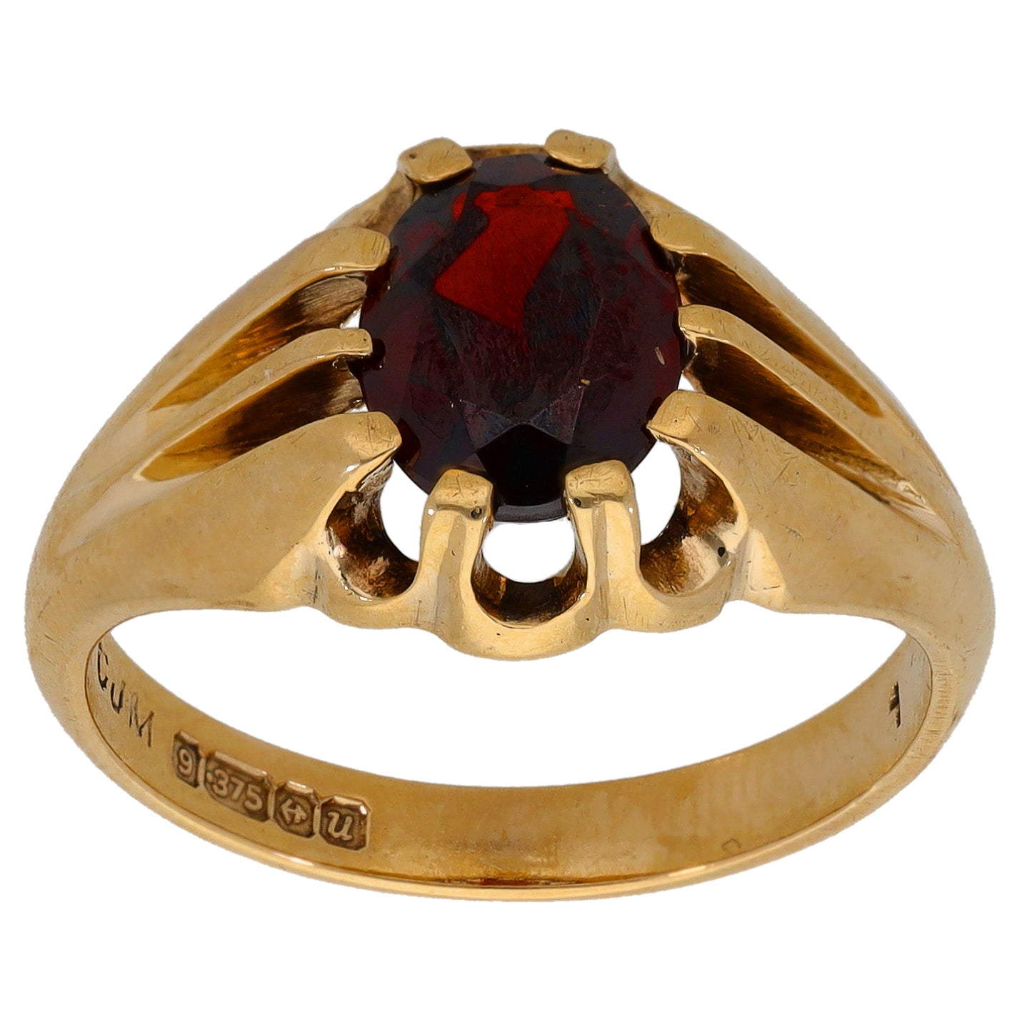 9ct Gold Garnet Single Stone Ring Size R